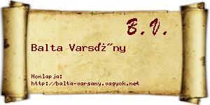 Balta Varsány névjegykártya